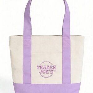Trader Joe’s Pastel Mini Canvas Tote Bag -lavender-Easter